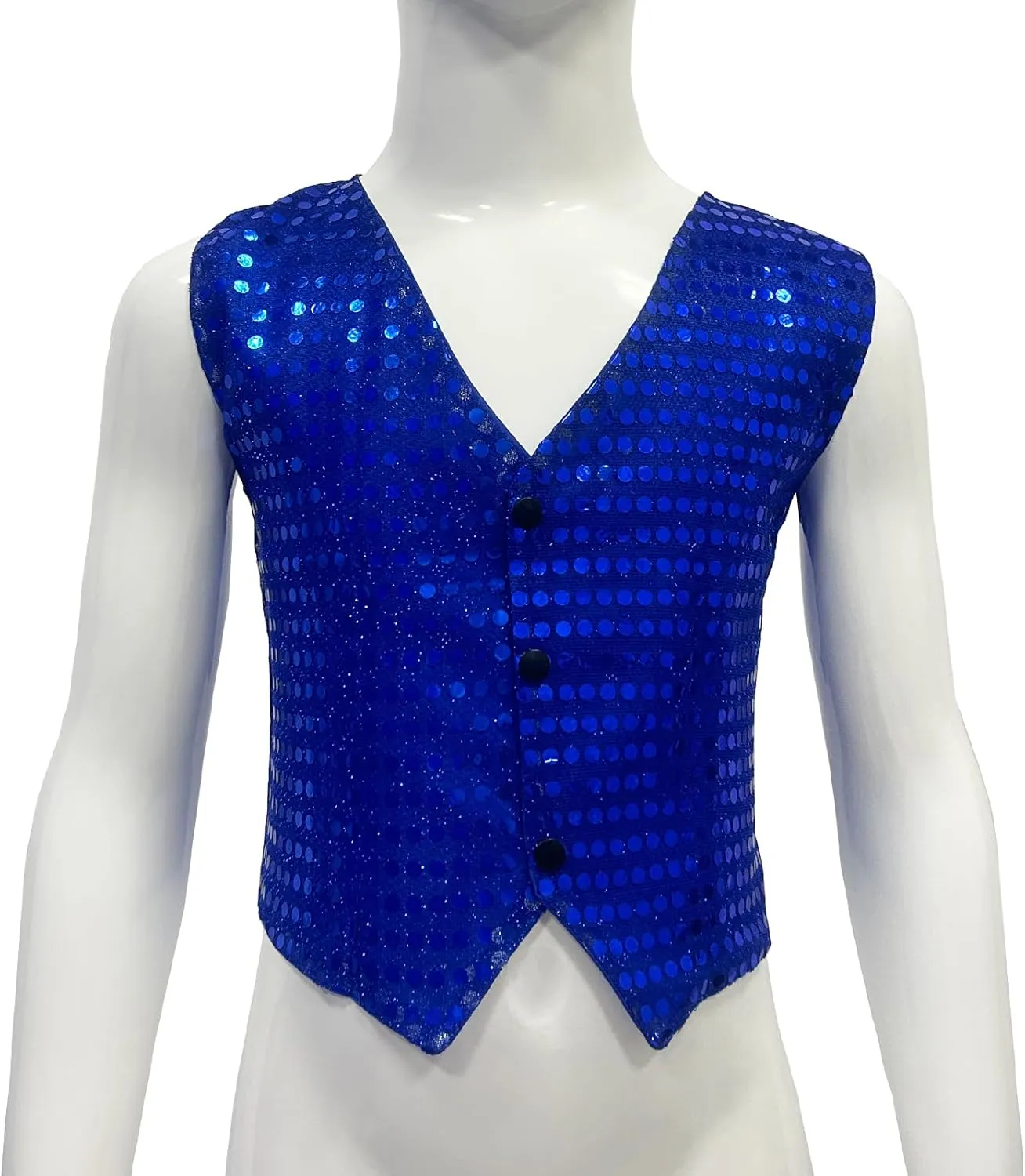 ZUYPSK Boys' Girls' Shiny Party Vests Glittery Sequined Hip-hop Jazz Dance Stage Performance Jacket Waistcoat