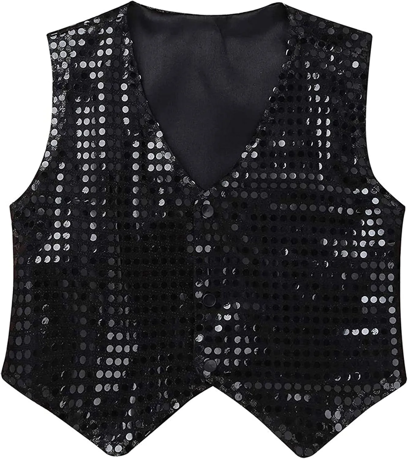 ZUYPSK Boys' Girls' Shiny Party Vests Glittery Sequined Hip-hop Jazz Dance Stage Performance Jacket Waistcoat
